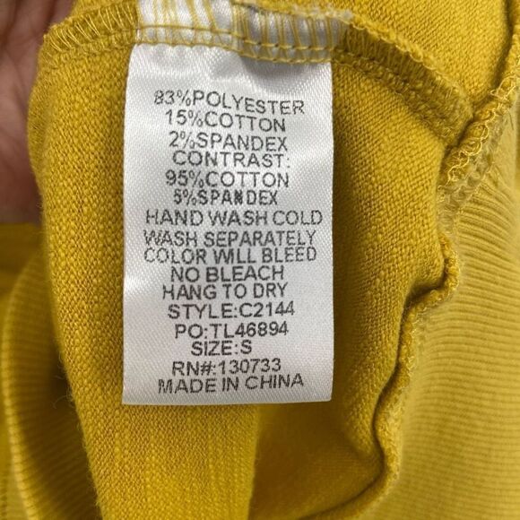 Umgee Oversized V-Neck Sweatshirt Mustard Yellow Small‎ - Picture 6 of 6